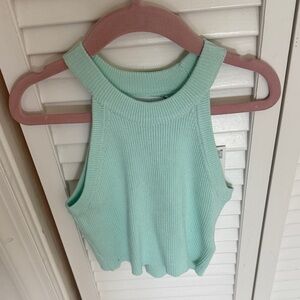 Zara Light Green Ribbed Tank Top